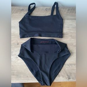 LEFT ON FRIDAY Bikini- Double Scoop Top & Hi Tide Bottoms- LARGE, BLACK